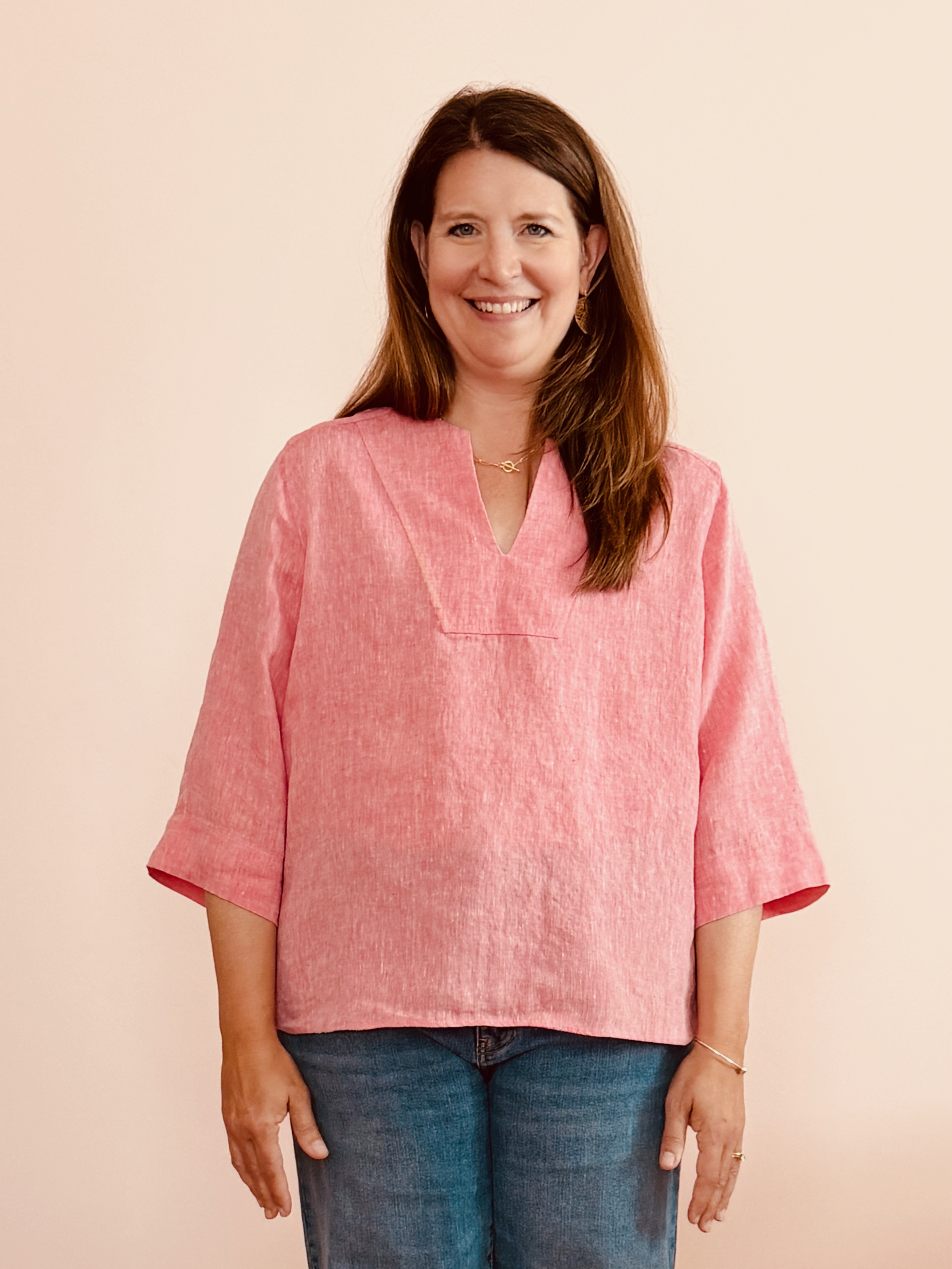 V Neck top Pink Joanne front crop.png