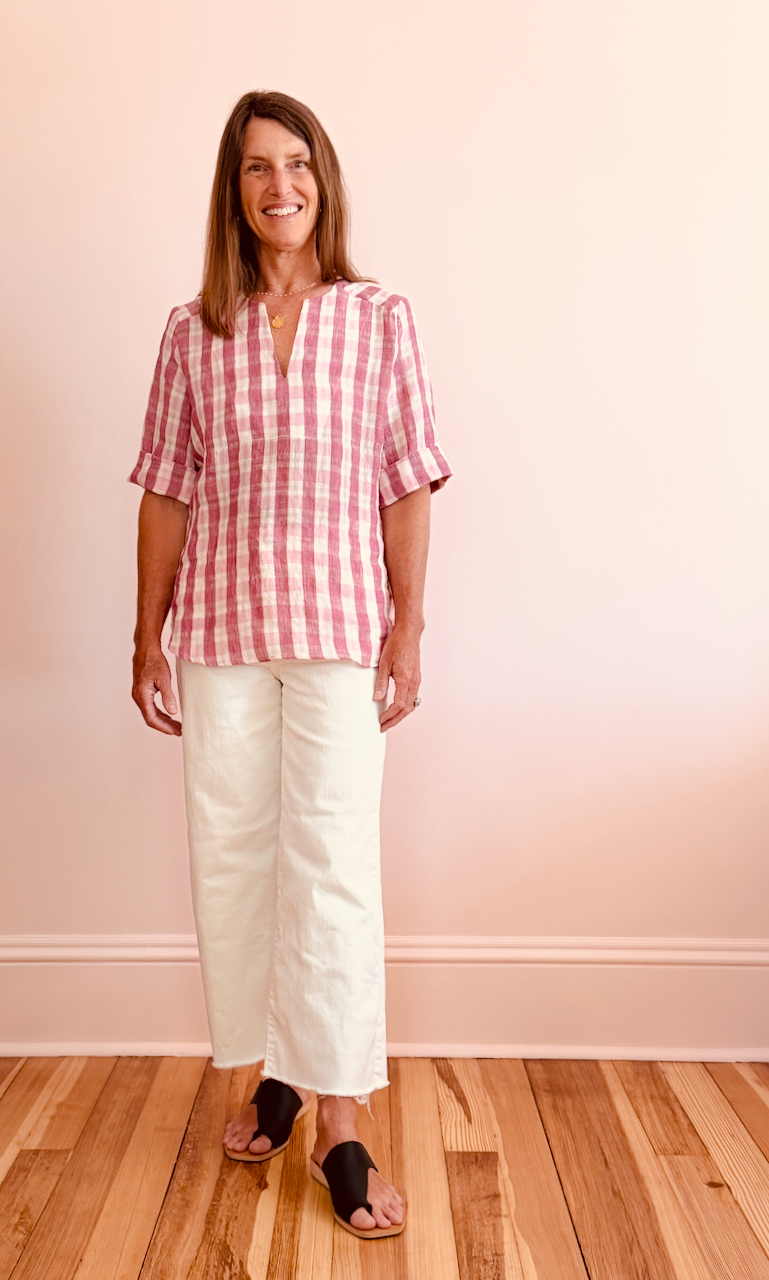 V neck top pink check Becky best.png