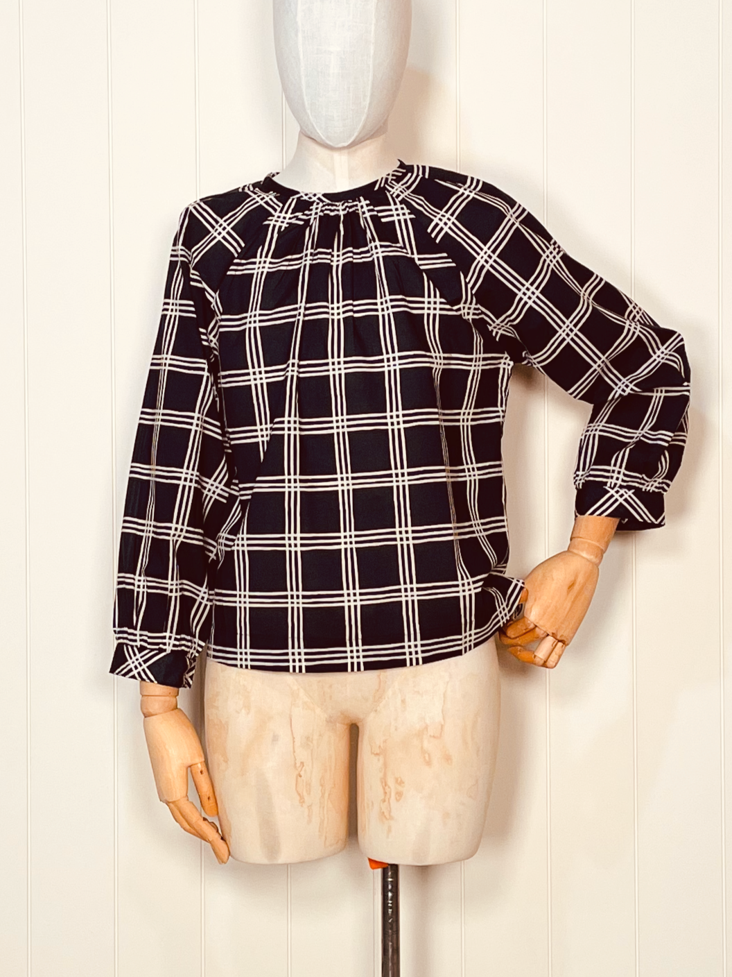 Boxy Top Long Sleeve - Check Print