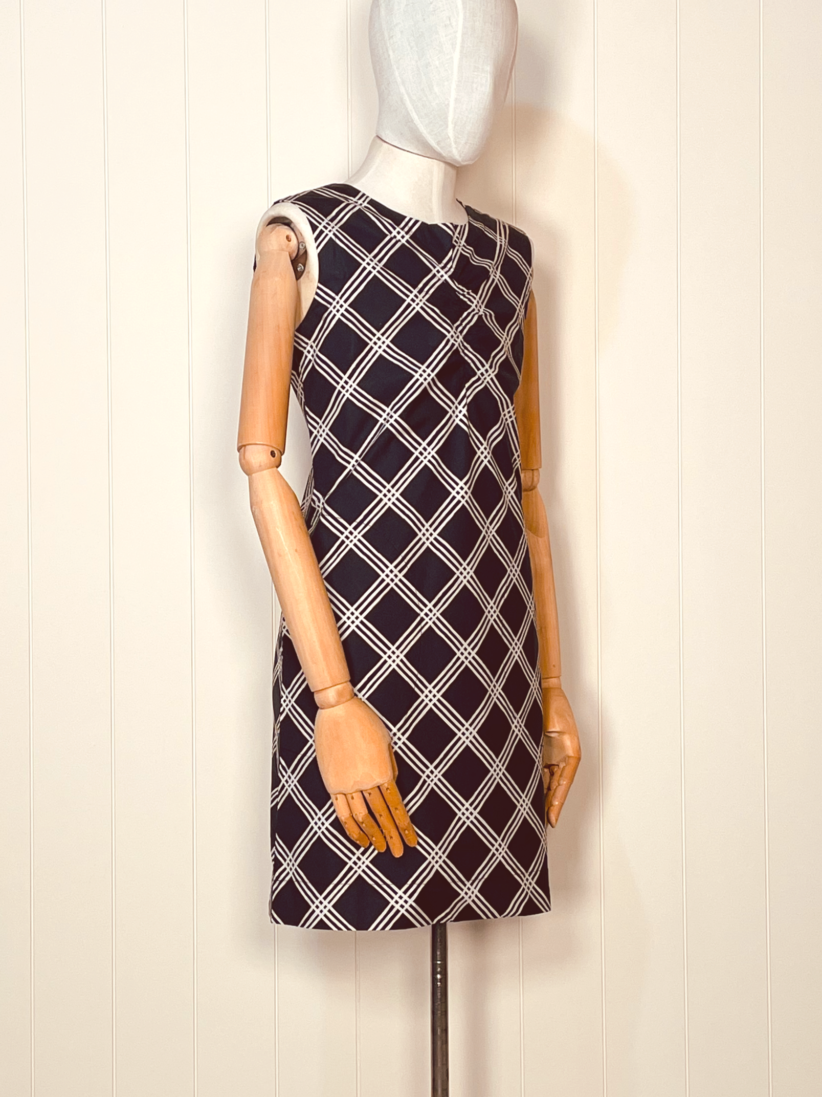 Gathered Shift Dress - Check Print