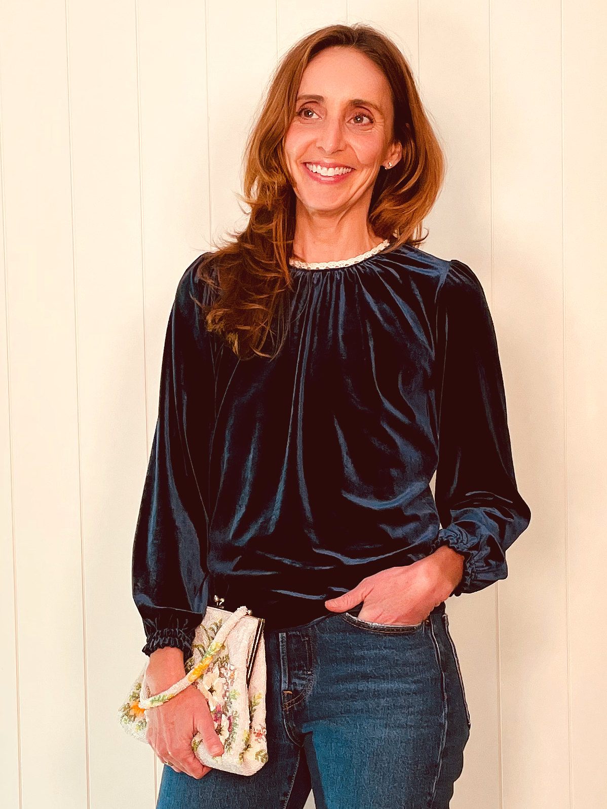 Velvet Party Top - marine blue