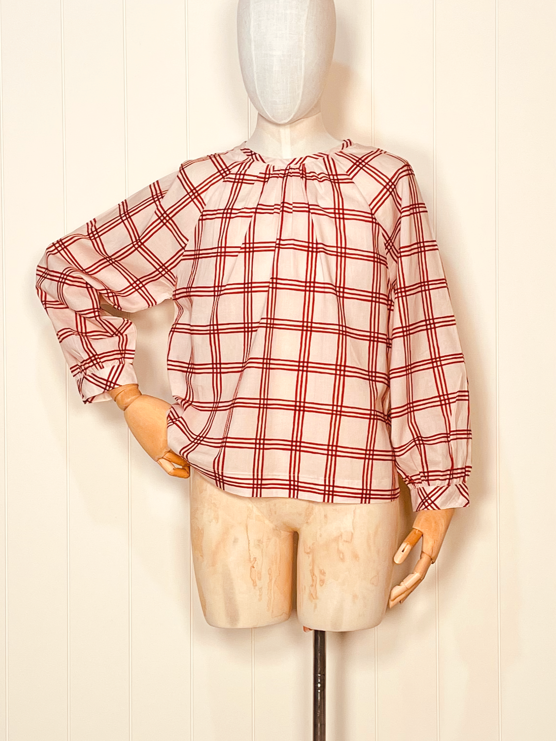 Boxy Top Long Sleeve - Check Print