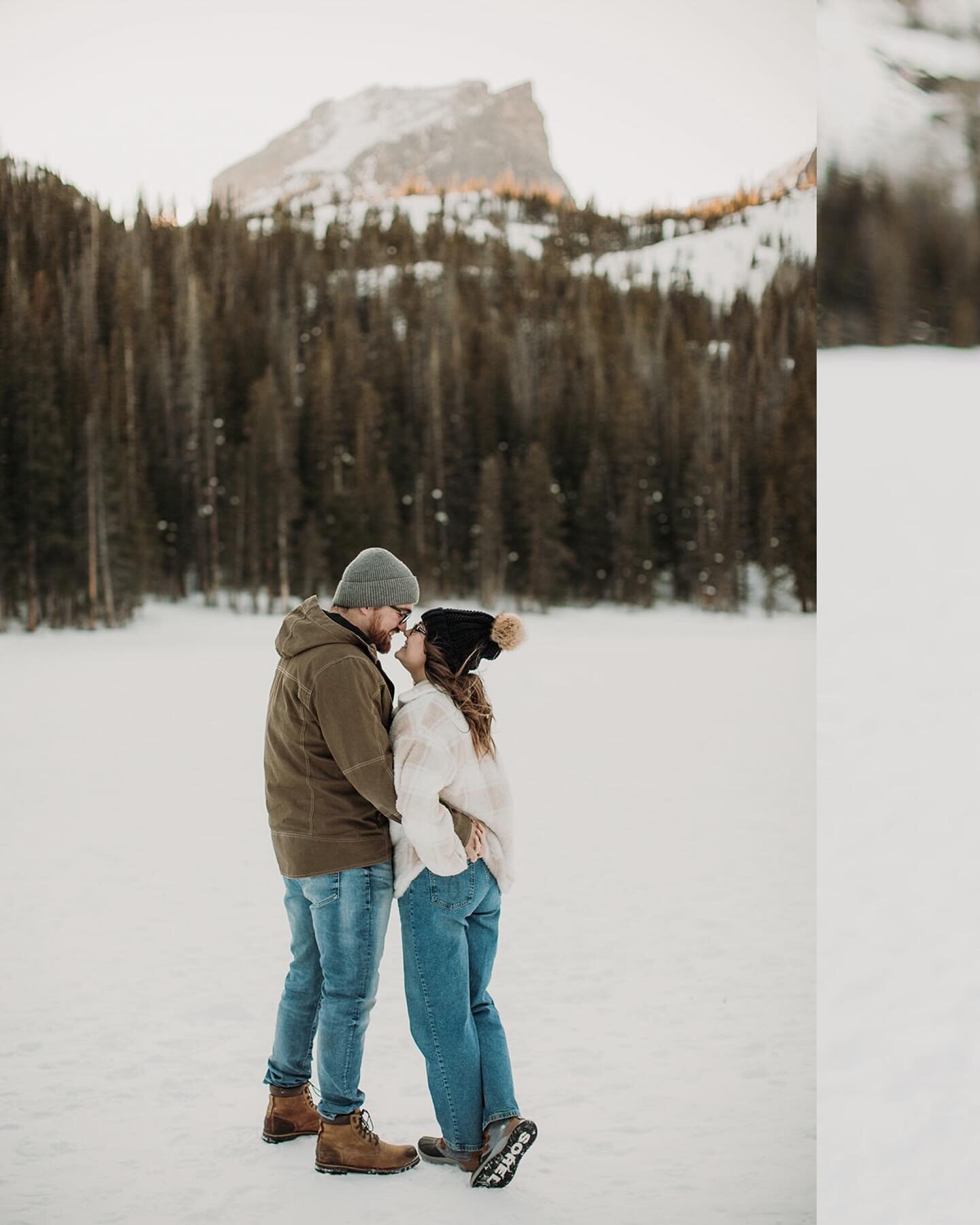 There&rsquo;s just something about the crisp air, the way the snow crunches underfoot and the winter light that makes these photo shoots so epic and romantic. 

#straightoutofafairytale #engagementgoals 
#coloradoengagementphotographer #rockymountain