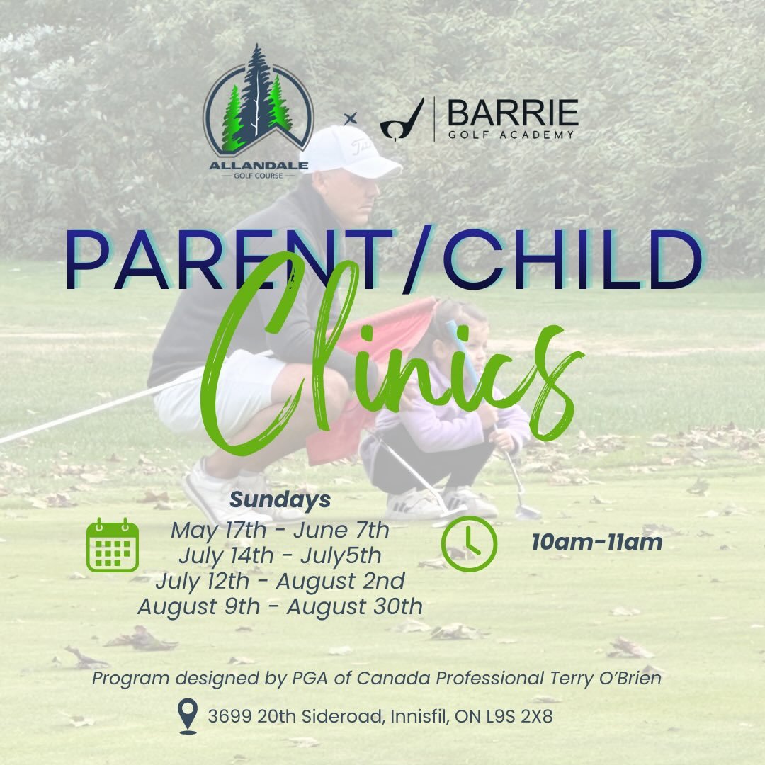 We&rsquo;re excited to introduce our new Parent &amp; Child Clinic this summer! ⛳️
Starting Sunday, May 17th at 10:00 AM, join us at Allandale Golf Course on our private driving range for a fun 4-week program designed for parents and kids to learn to