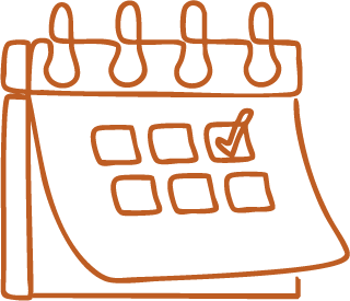 Hand-drawn calendar with a check mark on one date.