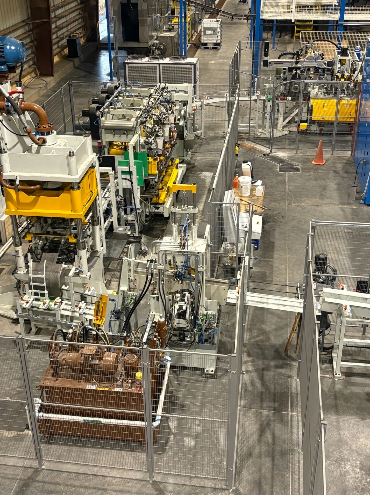 Factory floor, machinery and fencing