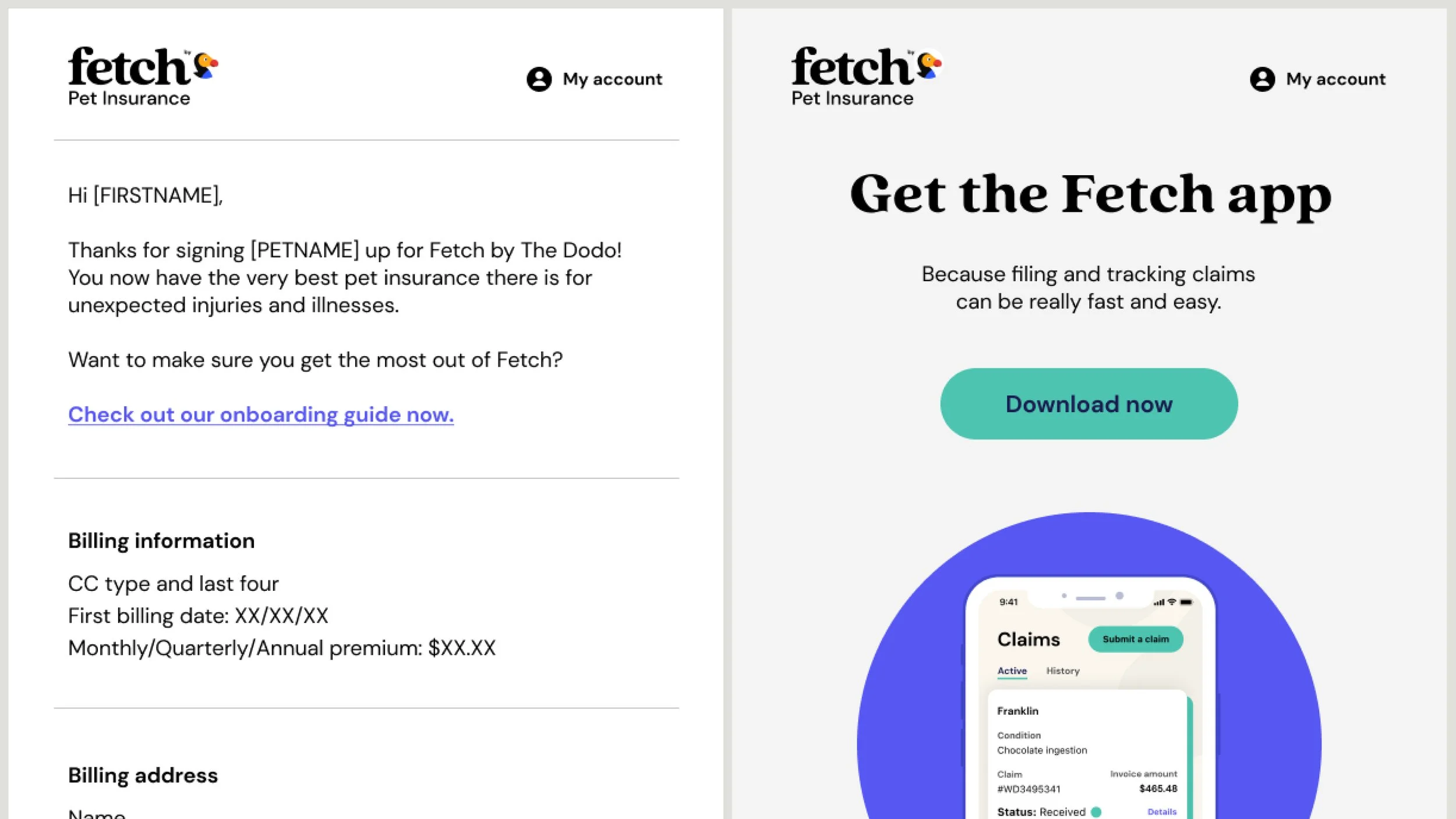 To capitalize on high intent, the confirmation and app marketing emails featured prominent CTAs.