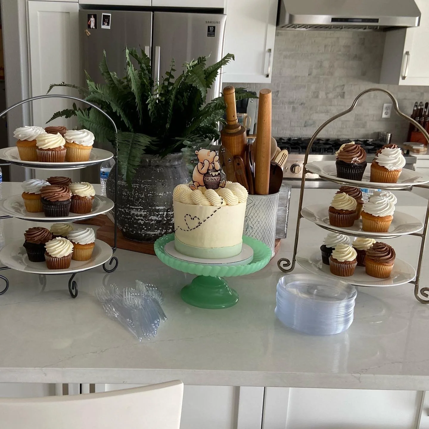 A Little Hunny is on the way - Winnie the Pooh Themed Baby Shower Dessert Display. 
