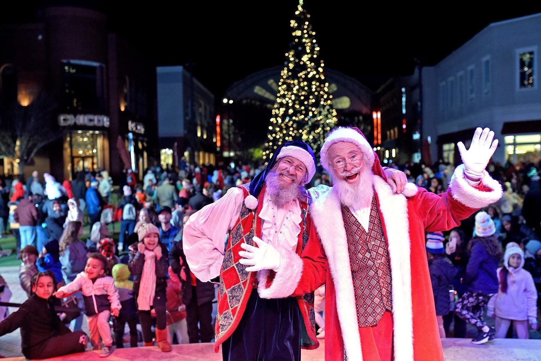 Papa Elf and Santa at the Mall of Georgia Tree Lighting. 
