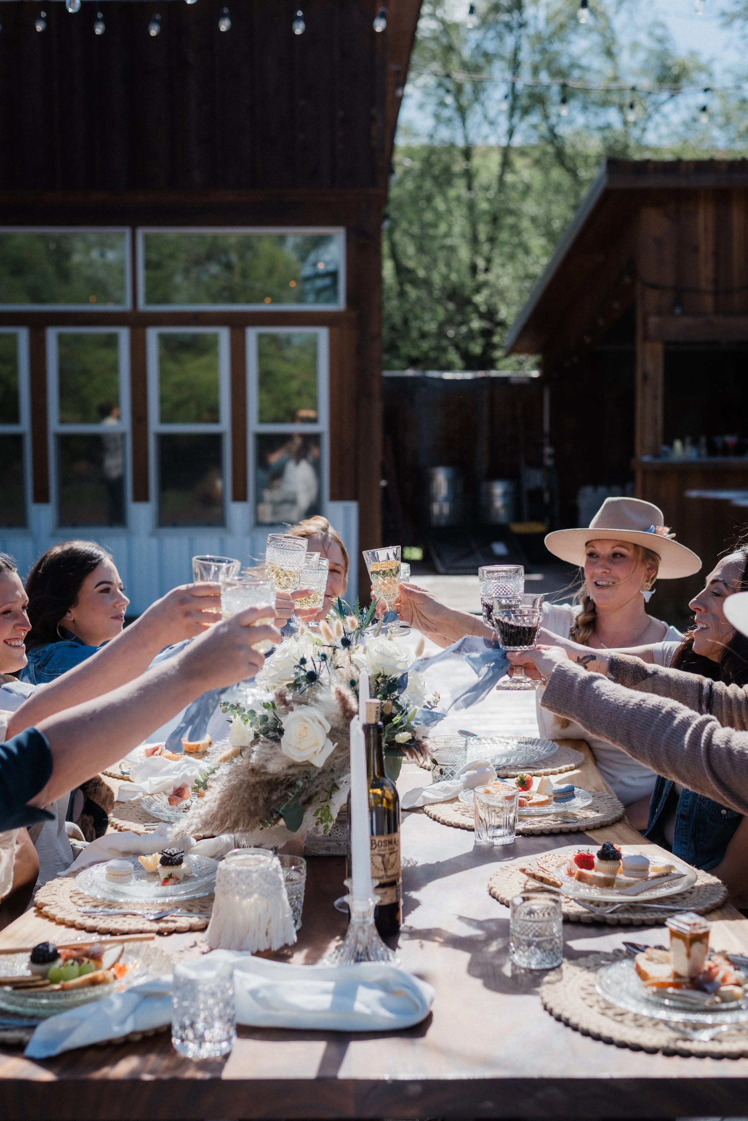 An elegant and boho, summer dinner party themed styled shoot.  Photo by Tiffany Sukola. 
