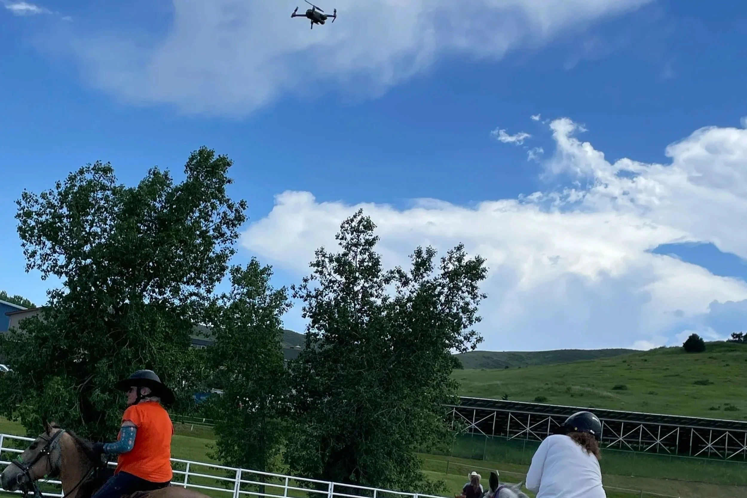Drone Desensitization at JCHC's First Trail Clinic, June, 2025