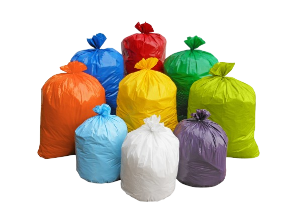 Available in a variety of sizes and colors for garbage bags.
