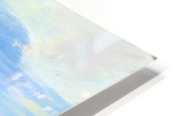 Close-up of the corner of an unsigned Mount Rundle Peak print by Martin Pryce, showing its glossy panel edge