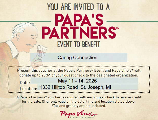 Papa Vino's partners for a Give Back!