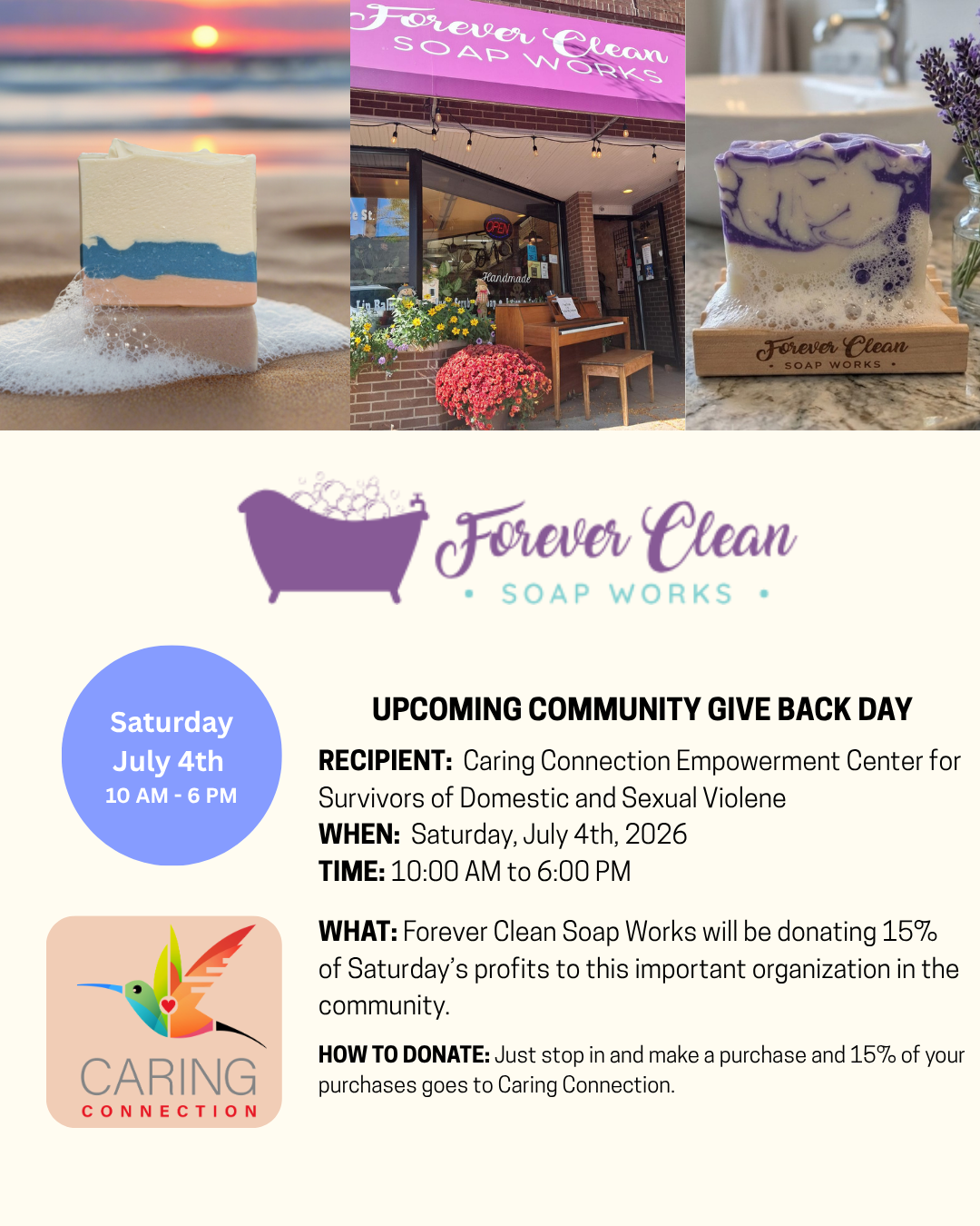 Forever Clean Soapworks Community Give Back