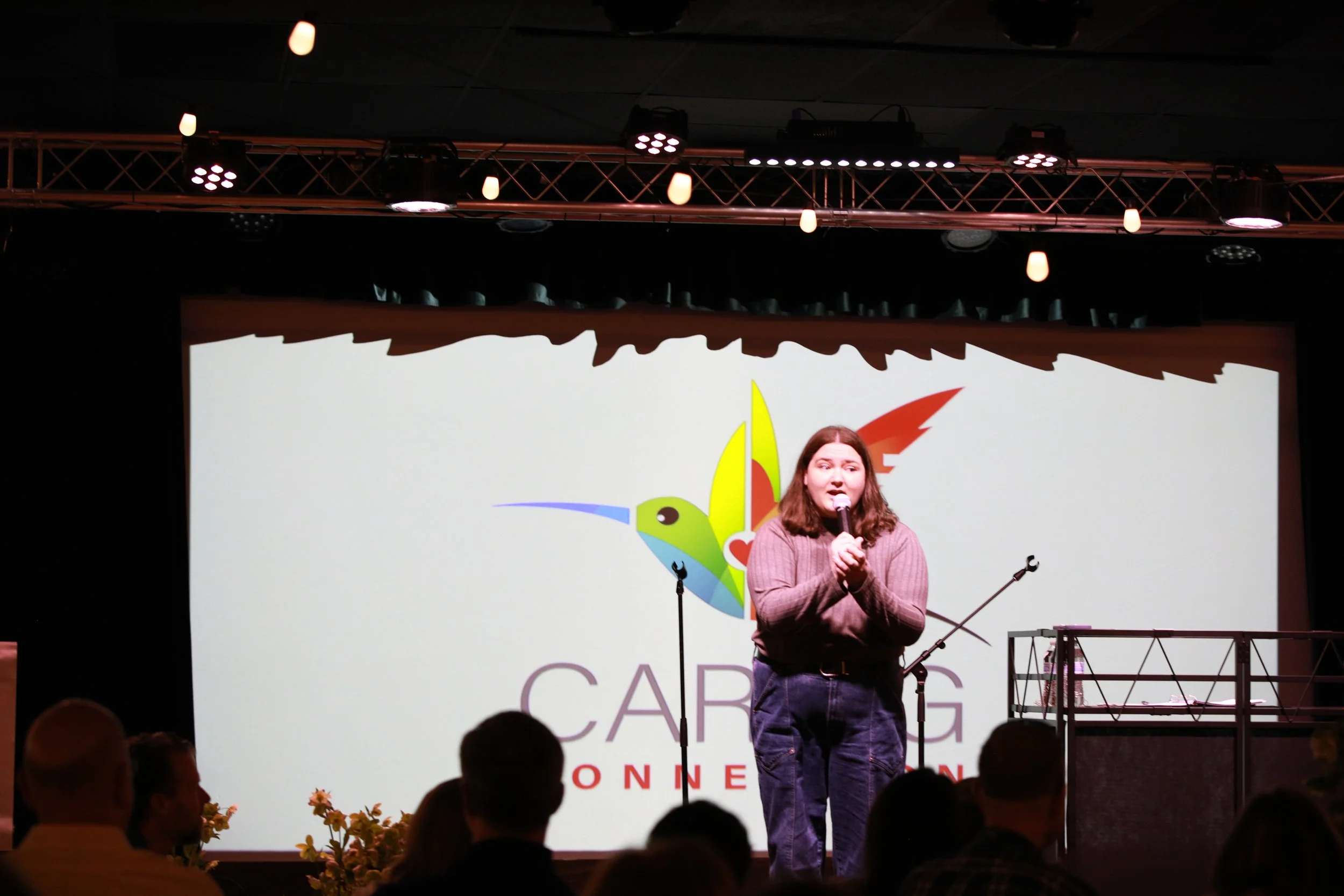Elaine connecting with the crowd.JPG