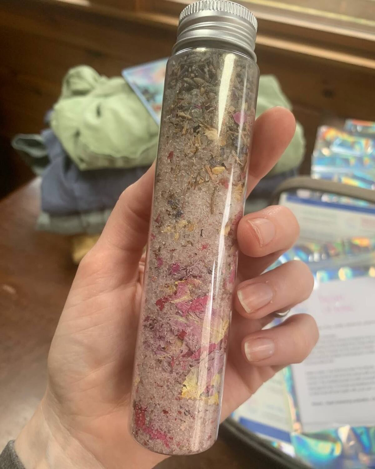 ✨ The magic is building ✨ This blend of sacred foot bath salts was made with love by our own @faeth_diver with cleansing salts, rose petals, lavender, essential oils, crystals and golden simmer. ✨We can&rsquo;t wait to greet you at the threshold of t