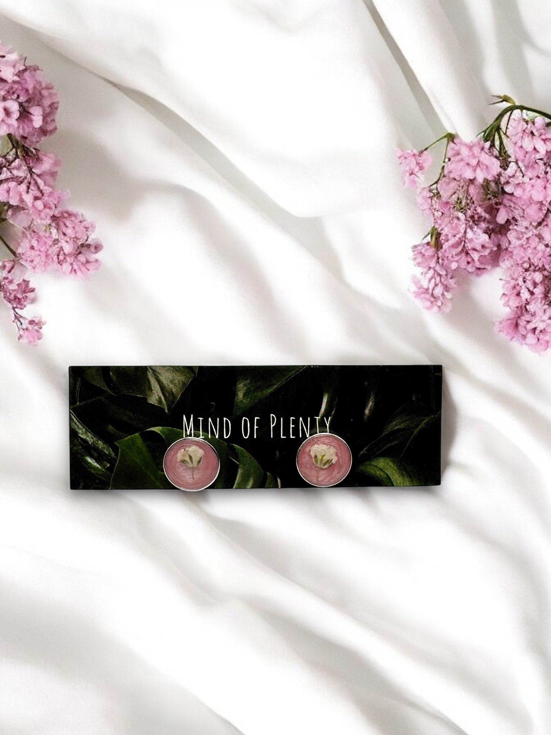 Pink baby’s breath studs