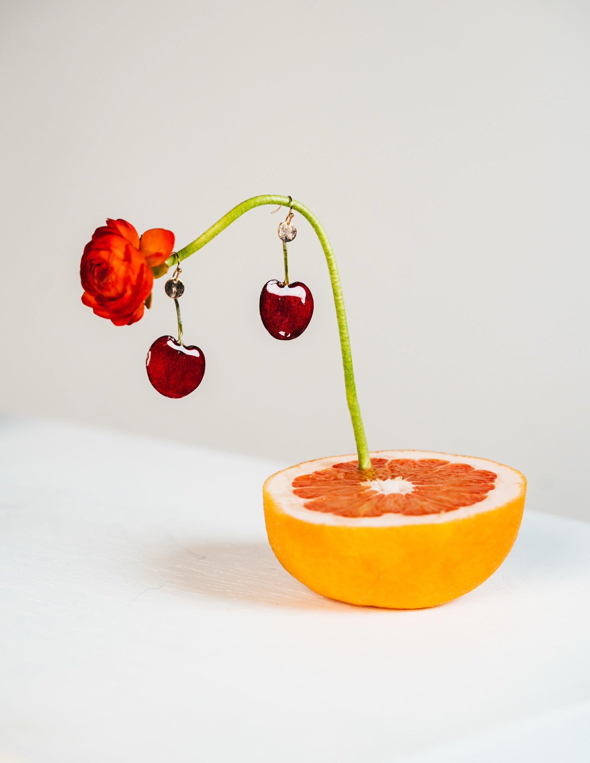 Real cherry earrings