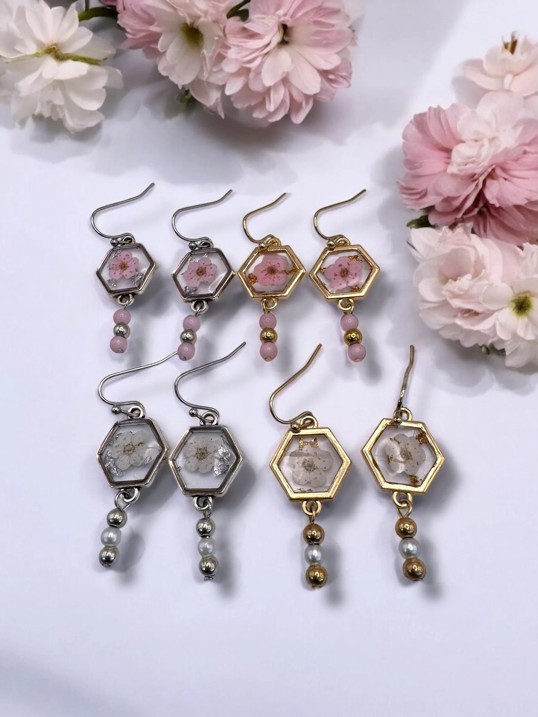 Single hexagon earrings