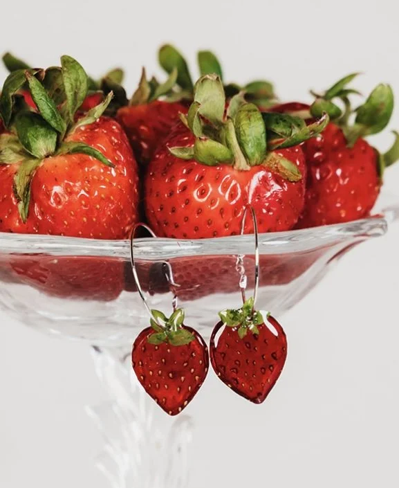 Real strawberry earrings