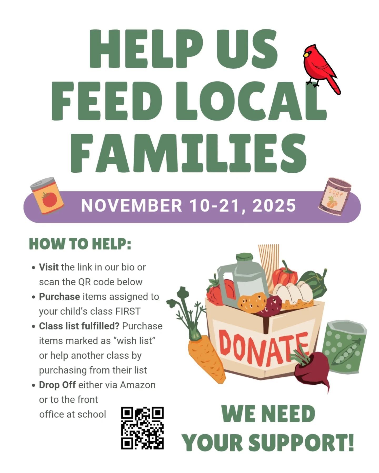 The Crieve Hall Community stands with our school families and neighbors who are experiencing trying times. Let's take care of each other. 🫶 

How can you help? Visit the link in our bio or scan the QR code and purchase the item listed for your child