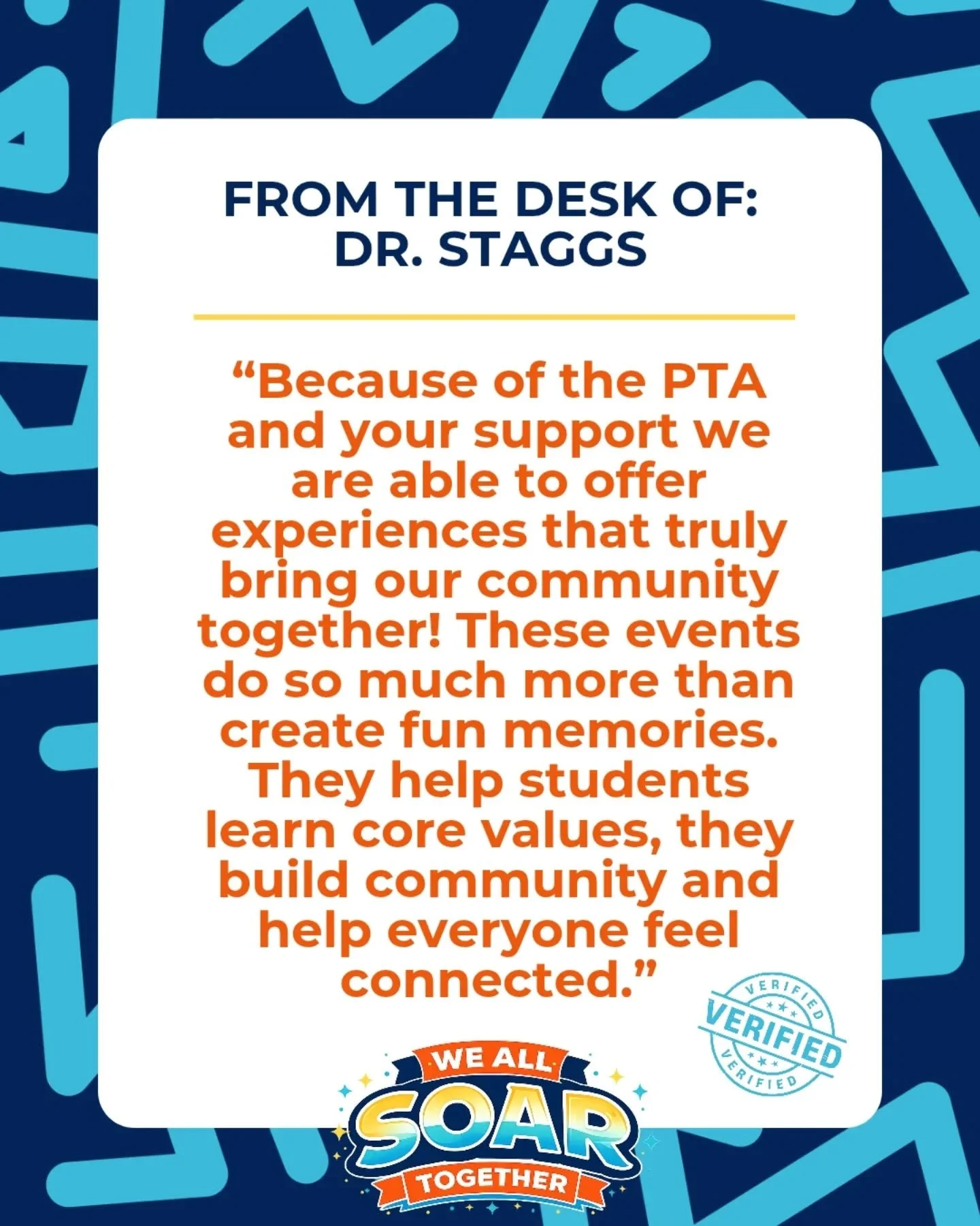 ✉️ A message from our principal. Dr Staggs ❤️

When it comes to supporting our students, teachers, and school community, it truly takes all of us&mdash;and it starts with a simple ask.

We&rsquo;re so grateful for a leader who believes deeply in what