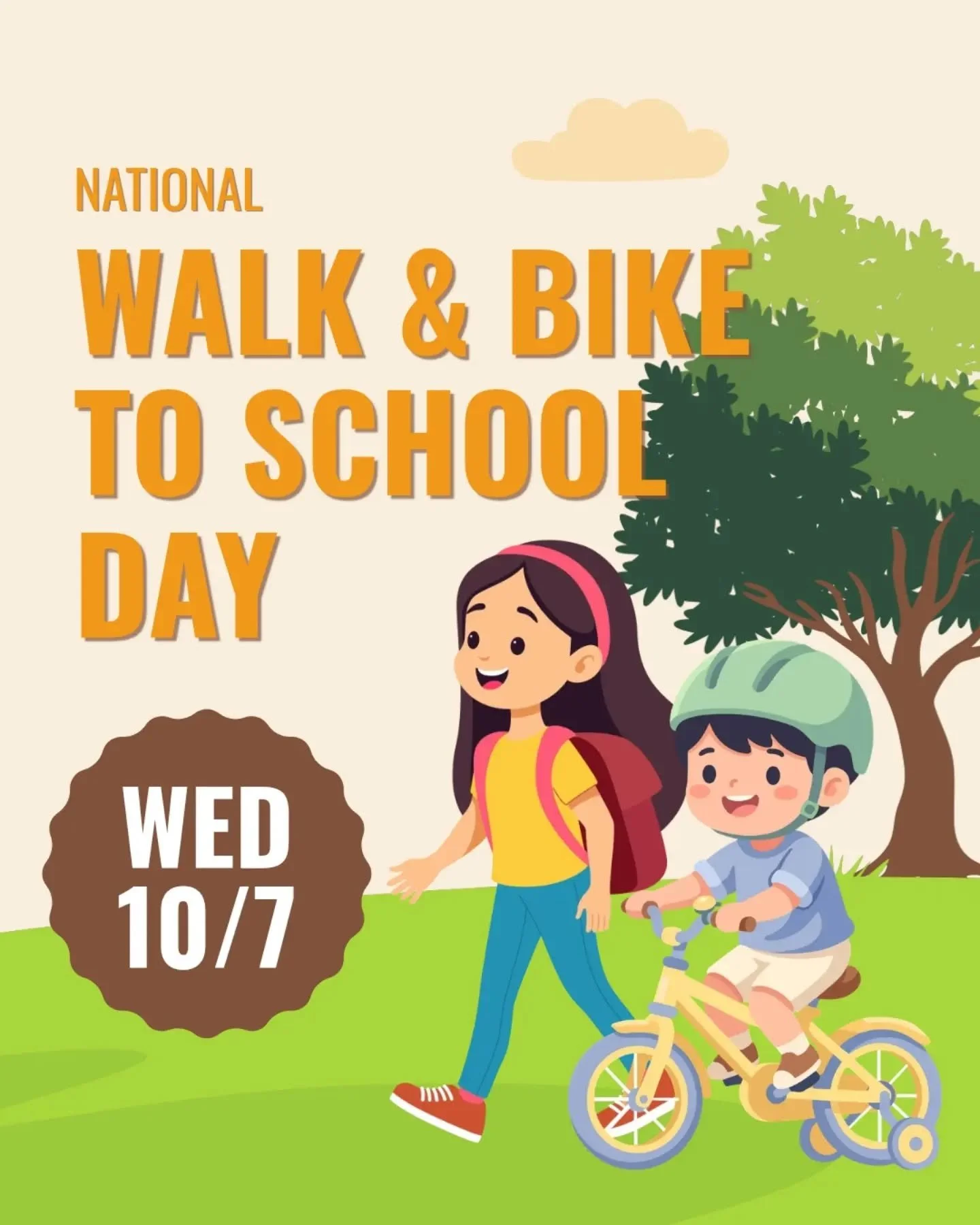 🚲 WALK, BIKE &amp; ROLL TO SCHOOL! 👟

This Wednesday, October 7 is National Walk &amp; Bike to School Day! We&rsquo;re encouraging our Cardinal families to skip the car line if you can and start the morning with a walk or bike ride to school!

Grab