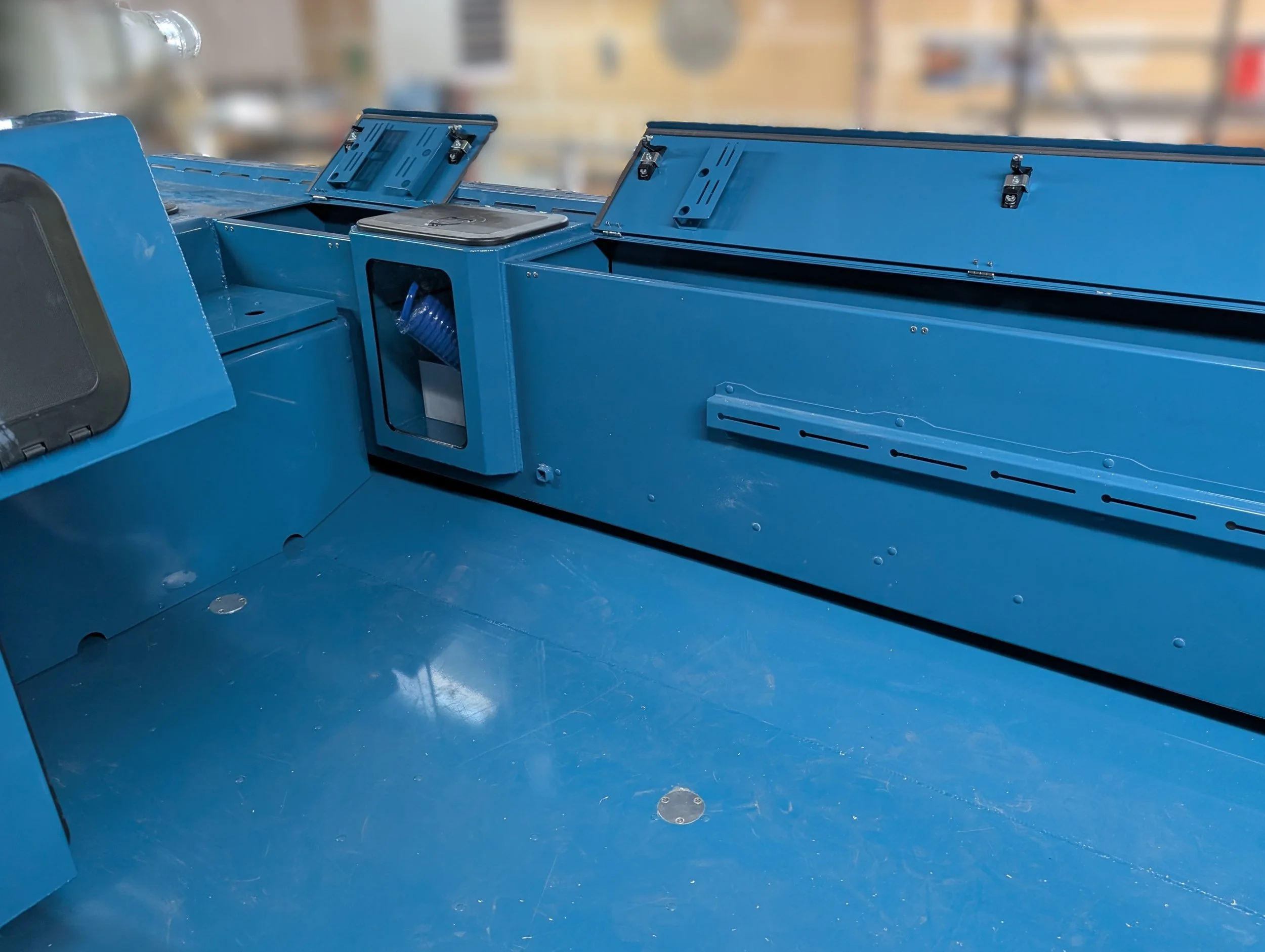 fish whistle tender boat storage lockers.