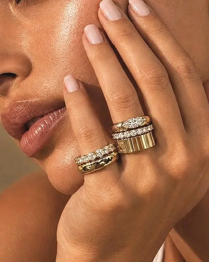 14k & 18k Yellow Gold and Diamond Ring Set