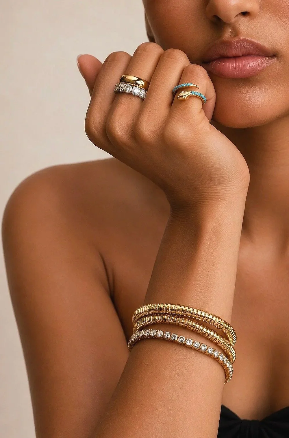 14k Yellow Gold Double Tubogas Bracelet 