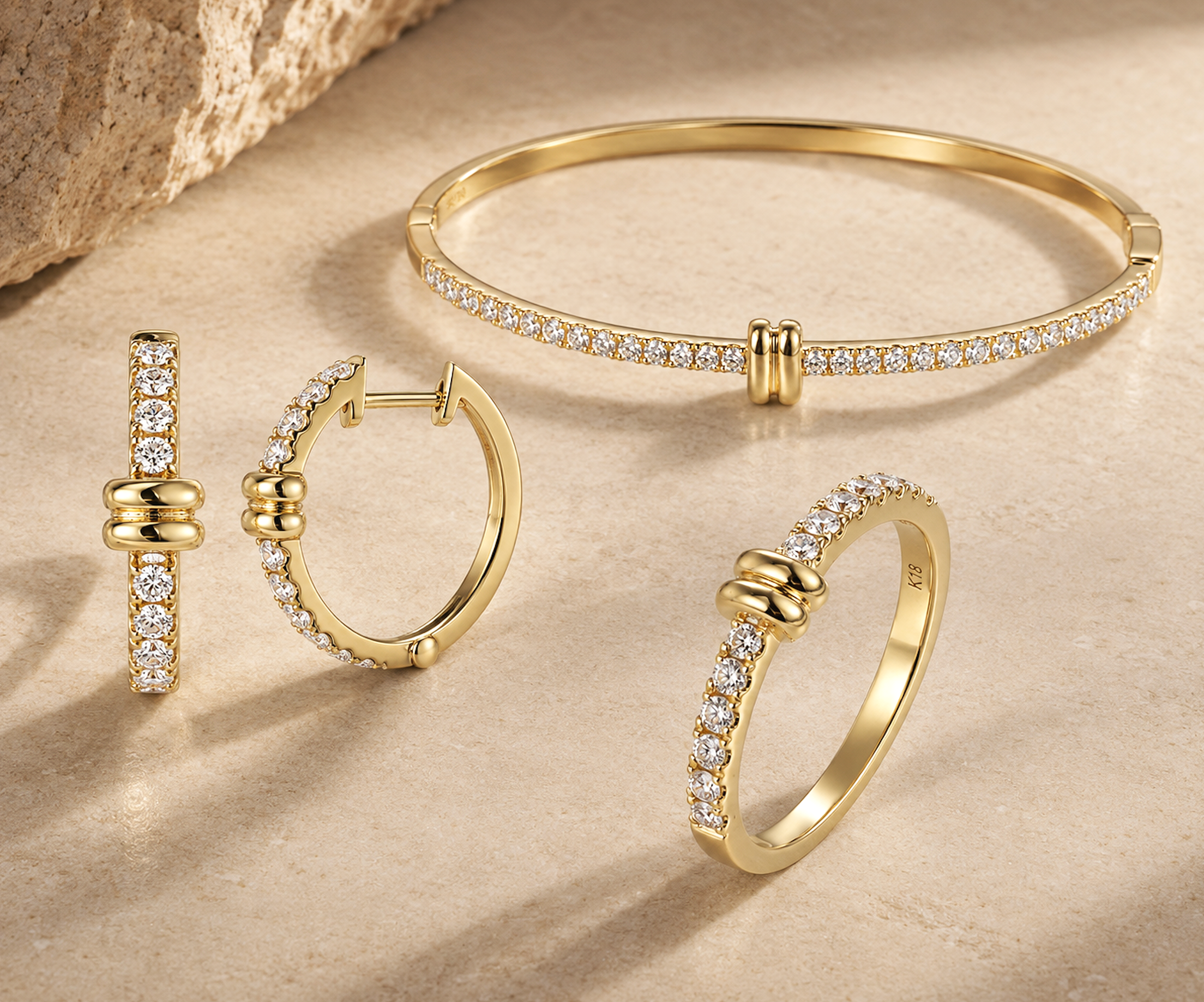 18k Yellow Gold & Diamond Set