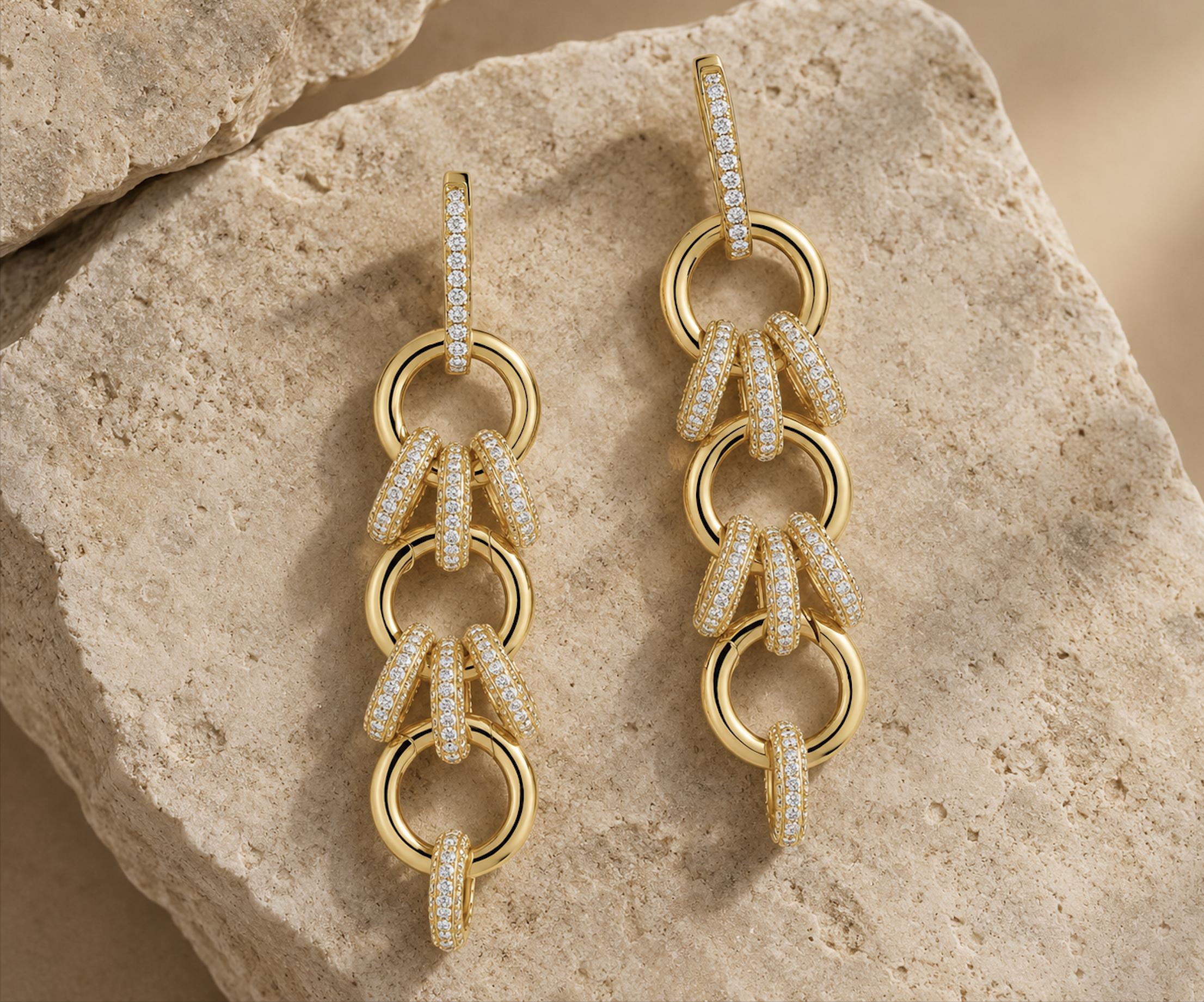 Fern Freeman 18K Yellow Triple Link Earrings
