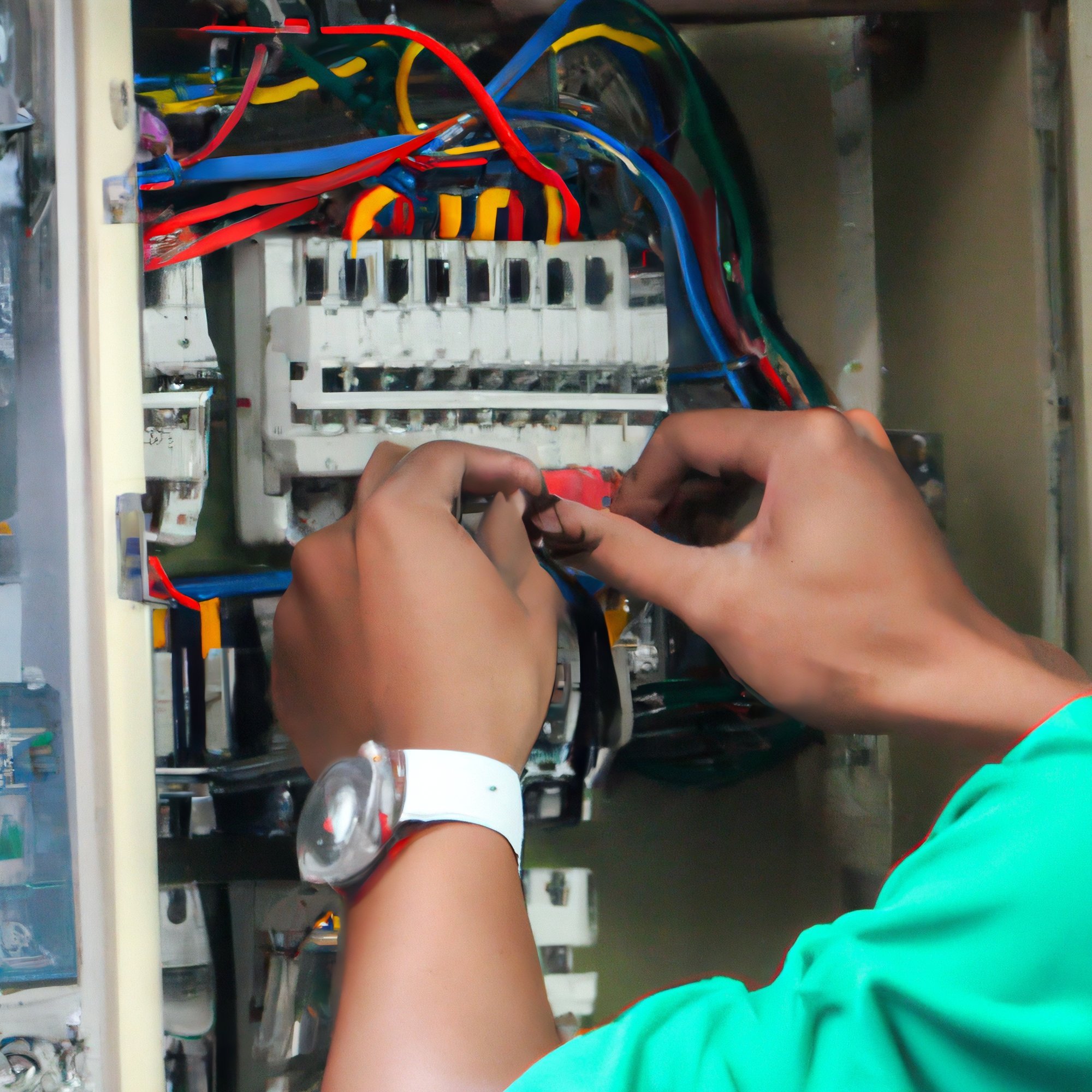 electrician working on circuit breaker replacement