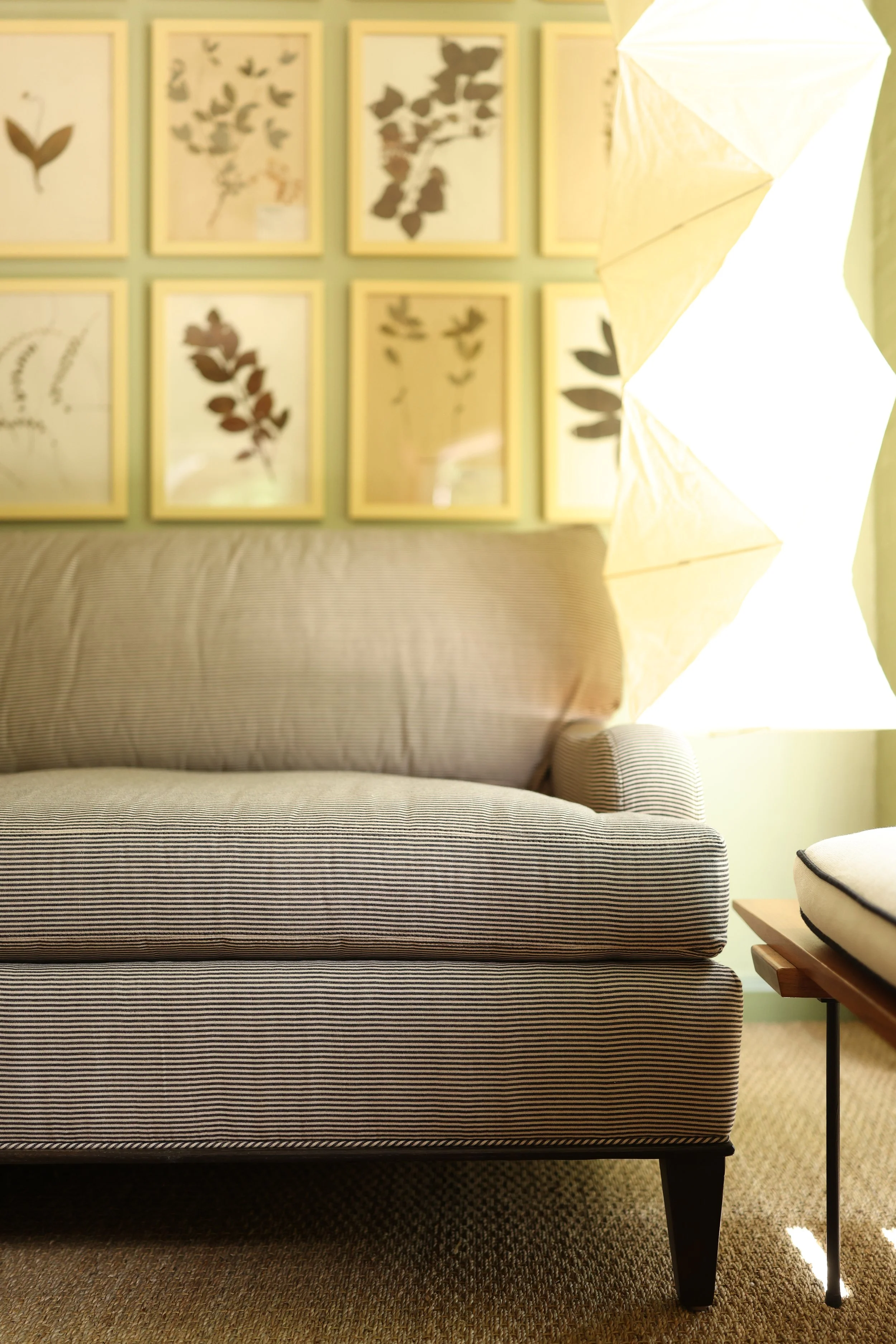 Custom Sofa in Natural and Black Ticking