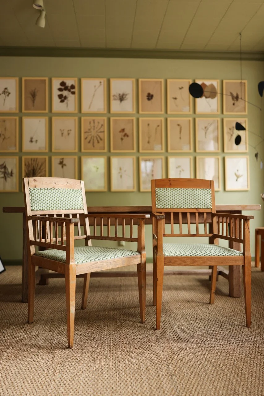 Set of two Swedish Pine Chairs in Jim Thompson