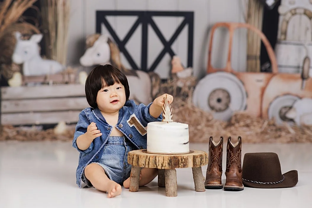 Farm Theme Cake Smash Session | Southlake Cake Smash Photographer Serving DFW