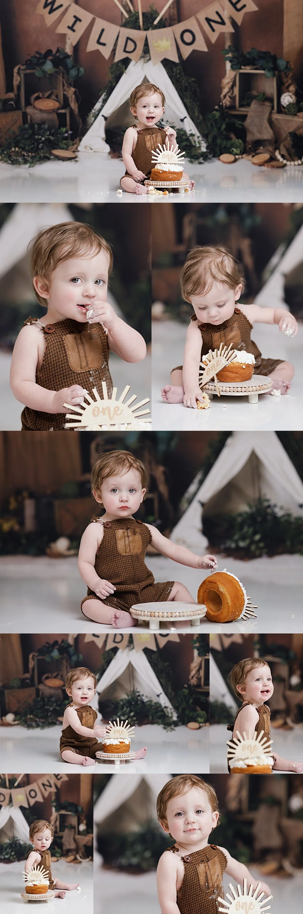 Woodland Wild One first birthday portrait by Dallas baby photographer