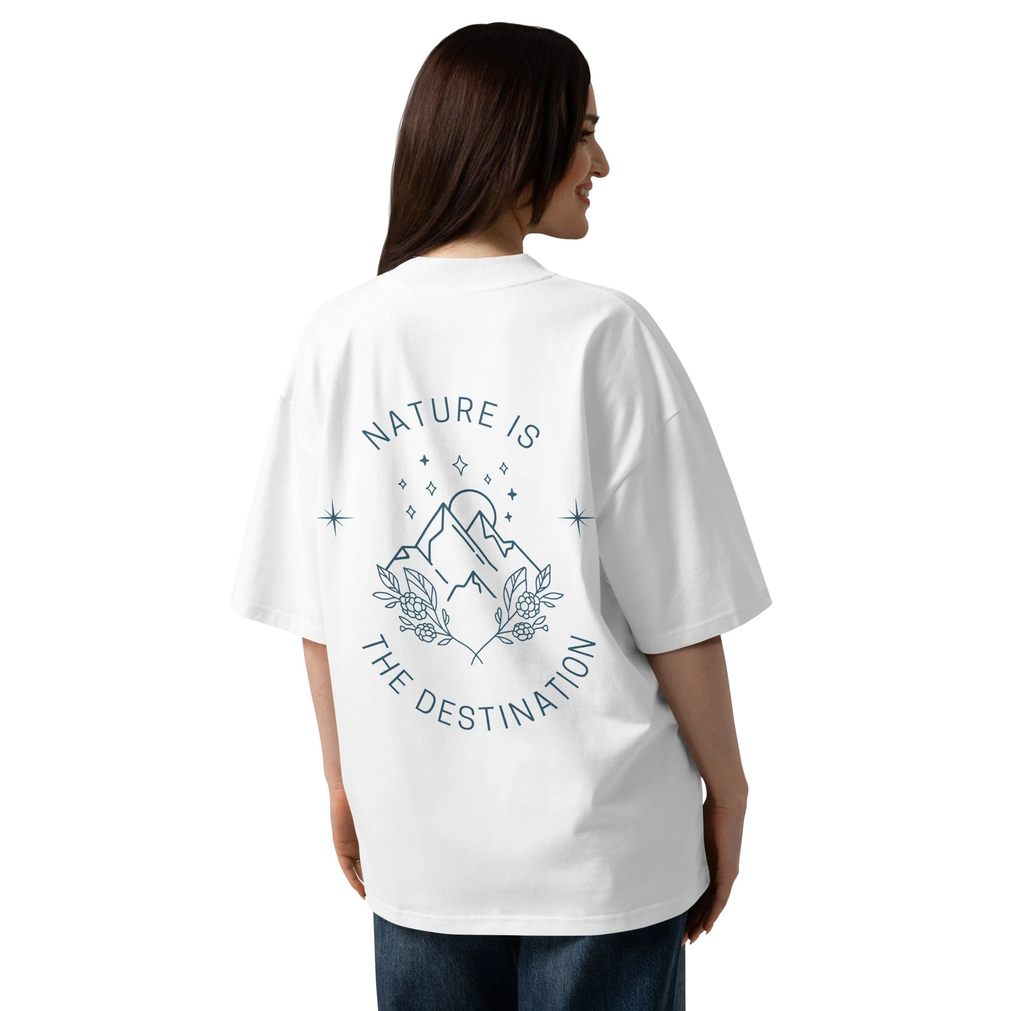 Unisex organic oversized high neck t-shirt. Lake + Peak