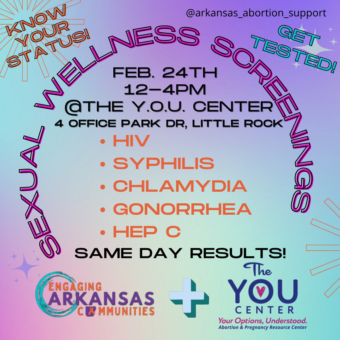 We're back at it again next Saturday with another free Sexual Wellness Screening! 🥳

Stop by the Y.O.U. Center February 24th between 12 - 4PM to get tested&mdash; and get your results that day! And don't forget to pick up some free emergency contrac