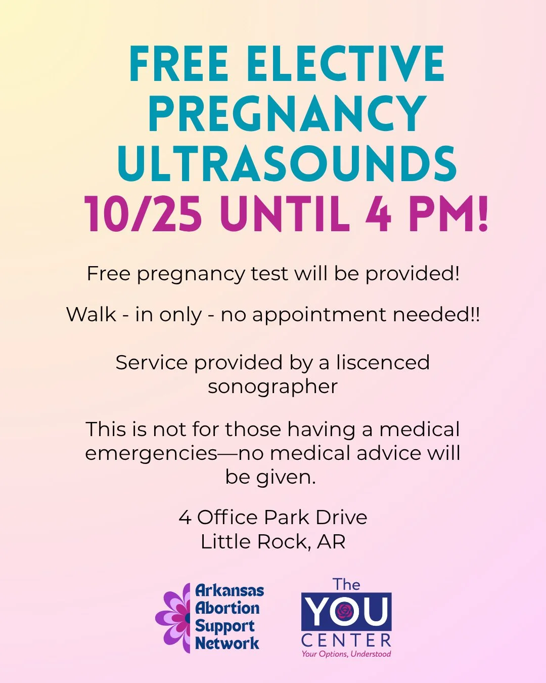 We have a new free service! Ultrasounds for pregnant people! TODAY until 4 pm. 
⠀
If you can't make it today, the next ultrasound day will be November 8th! 
⠀
This service is for walk ins only, not appointment needed!