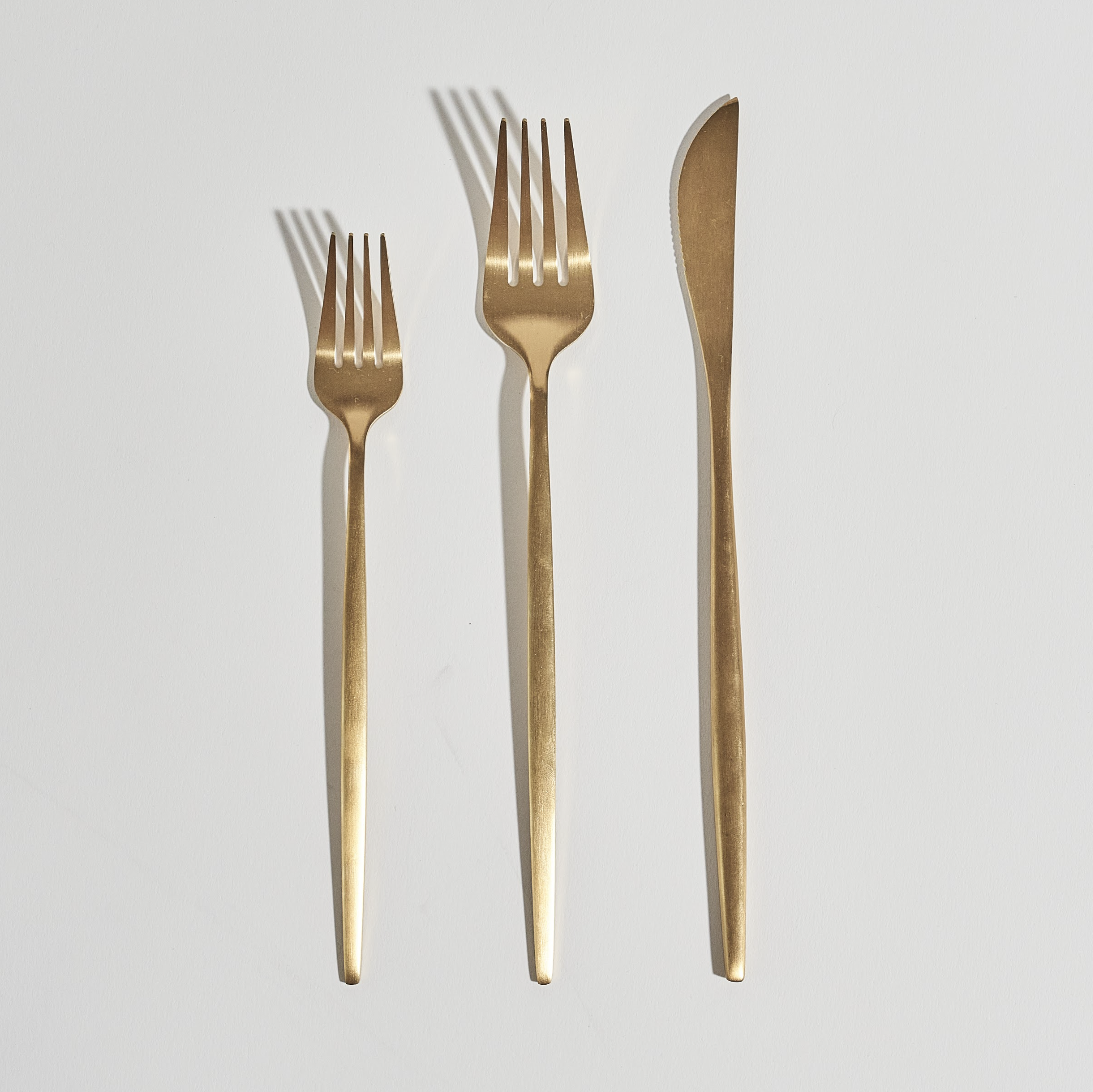 Stiletto Flatware in Brushed Gold