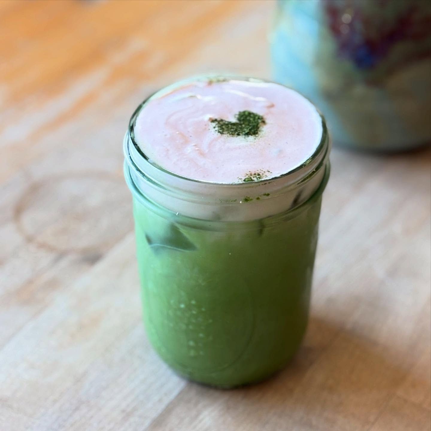 Iced matcha with strawberry cold foam 🍓 #fridayfeels