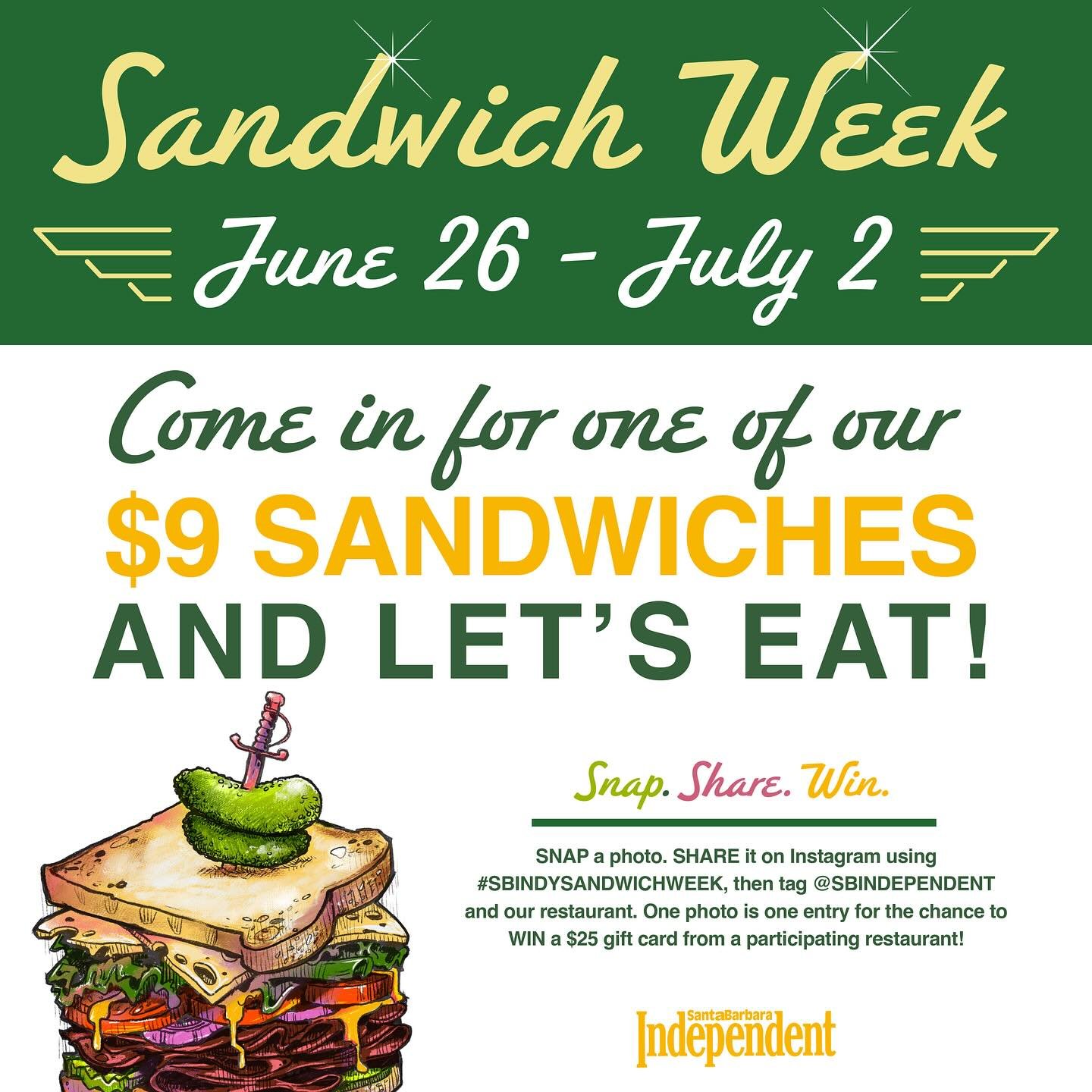 Sandwich week starts today!!!! Try our delicious breakfast sandwich The Yuli&rsquo;s Deluxe! Only $9 all week long!!! #breakfastsandwich #sandwichweek #santabarbara #sbindependent
