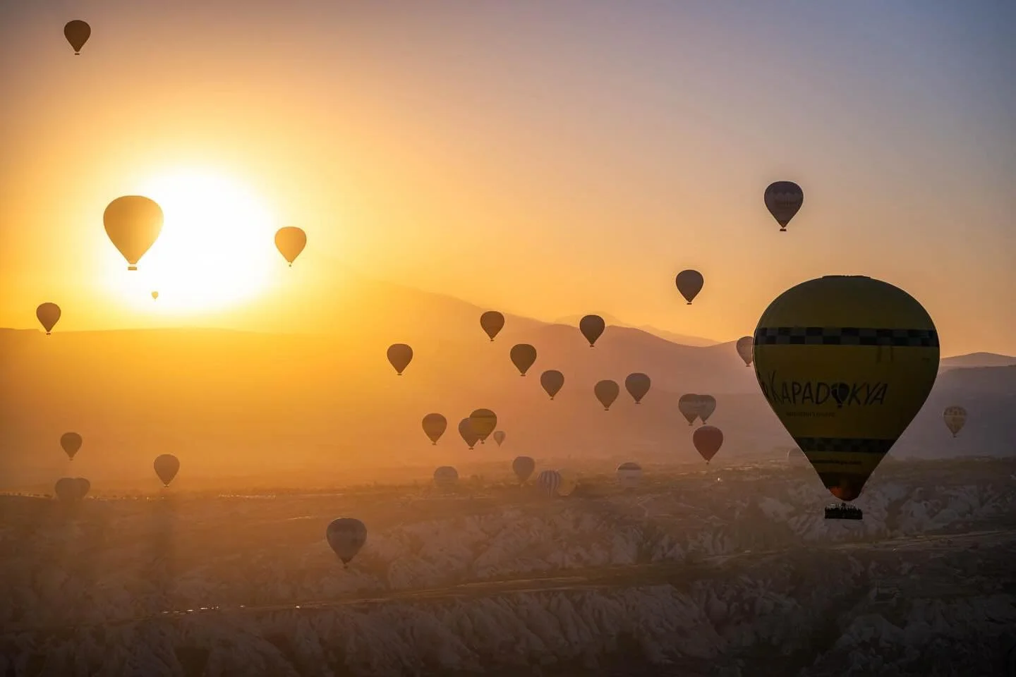 Sky full of hot air balloons. It was an amazing trip and can only highly recommend Turkey as a destination. The highlight by far was his sunrise in the hot air balloon. It was the perfect morning for it. The following 2 mornings I was there the weath