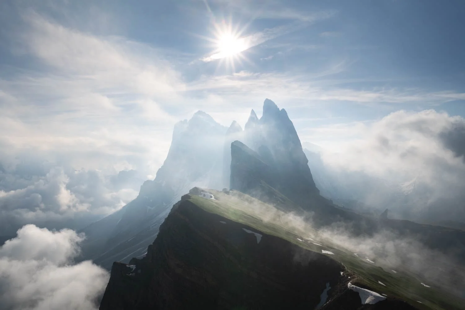 Seceda views
I had to a wait a long time to get the views at this spot the last time I was there. After hiking up the day before and arriving to the famous peaks covered in cloud we camped here overnight. The peaks tried to clear several times but ne