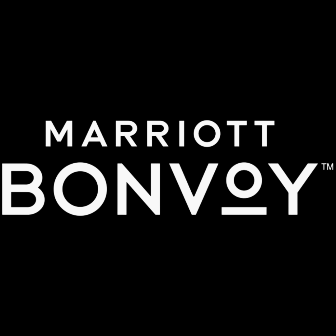 Marriott Bonvoy logo with black background and white text