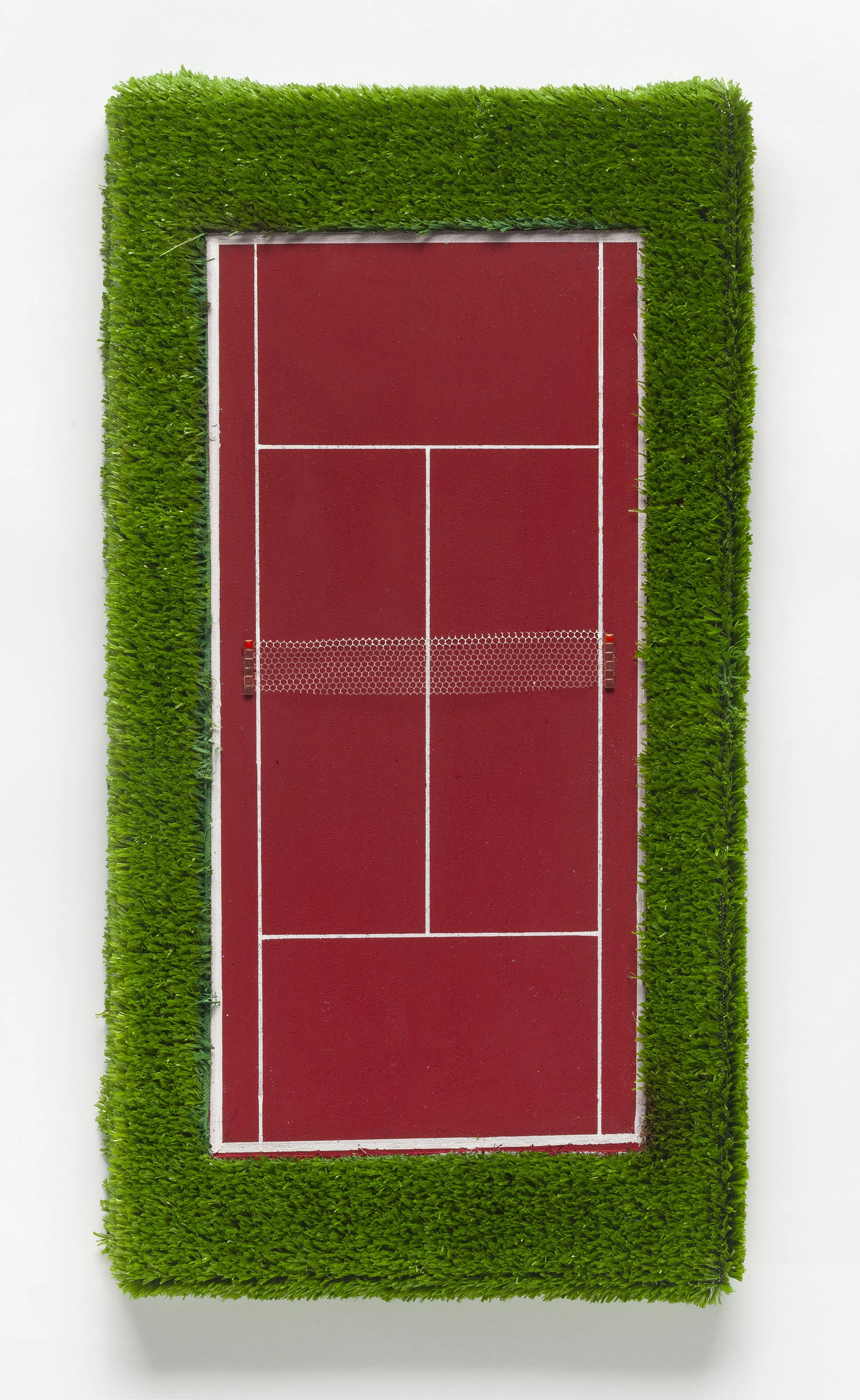 The Bush, 2026, Oil, acrylic, mosaic, and artificial turf on panel, 12x24 in