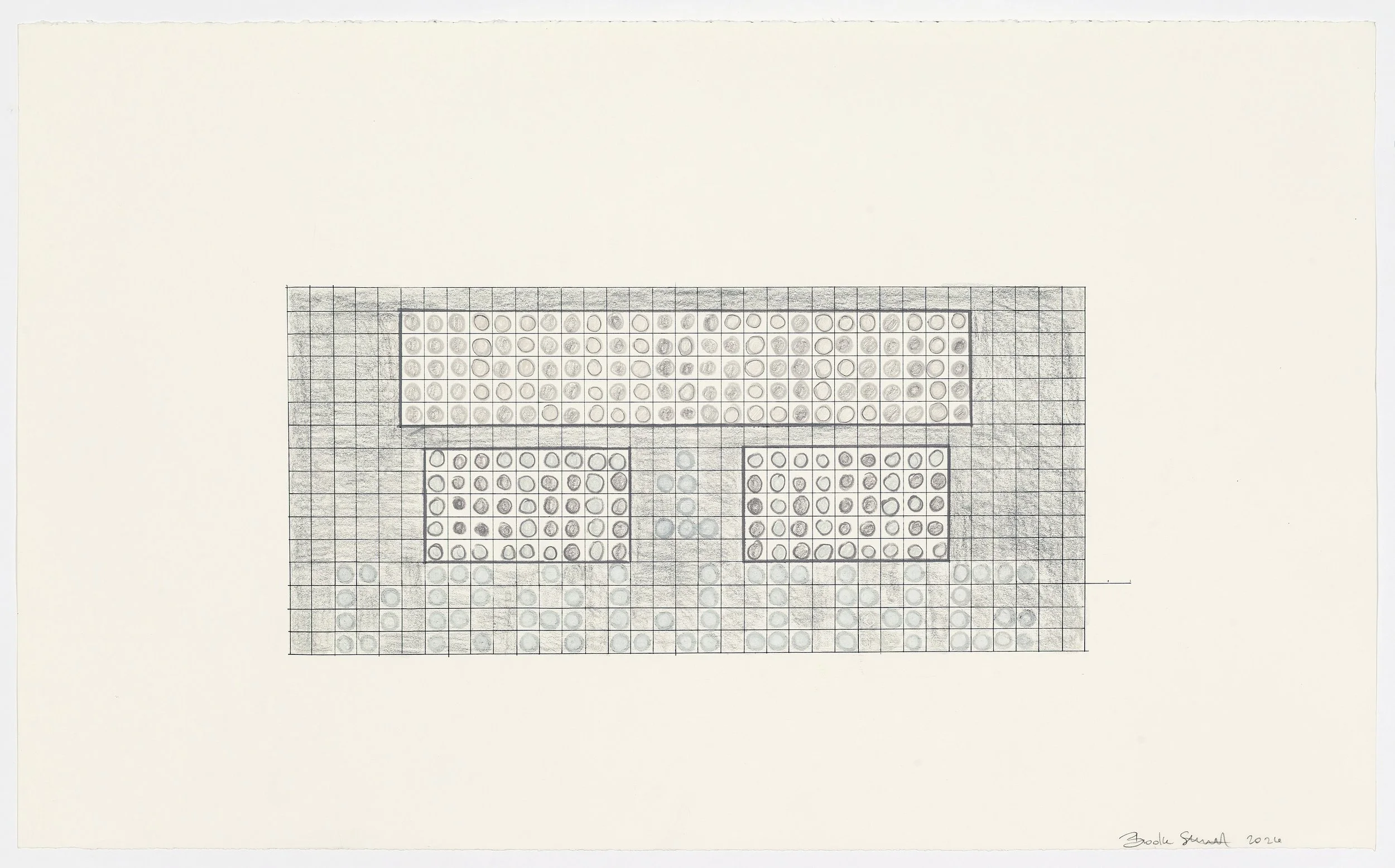 Quiet Little Drawing, 2026, Colored pencil and ink on paper, 18.25 x 30 in