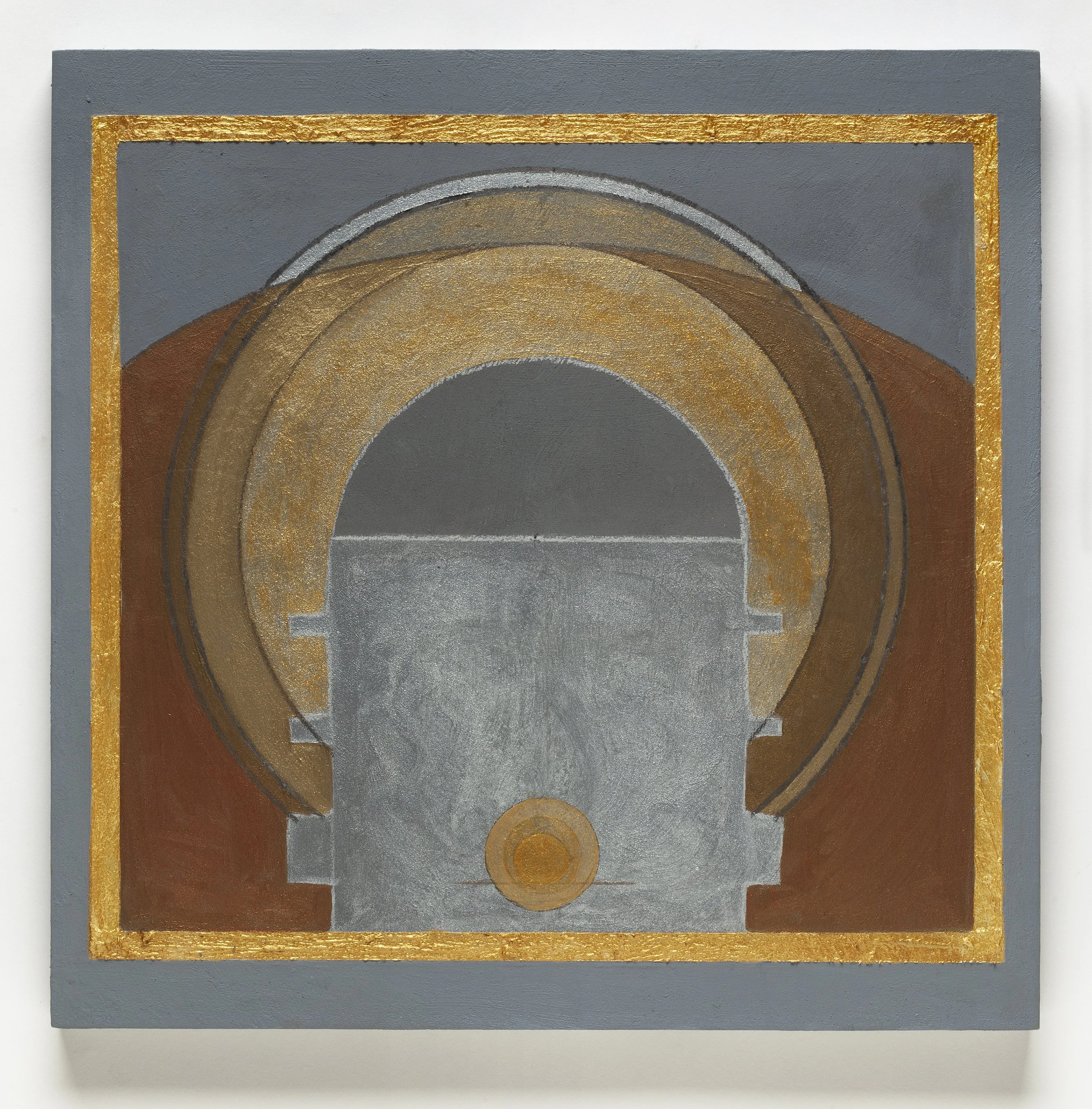 The Ritual, 2024 oil, acrylic, graphite, paint additives and fiber paste on wood panel 14 x 14 inches